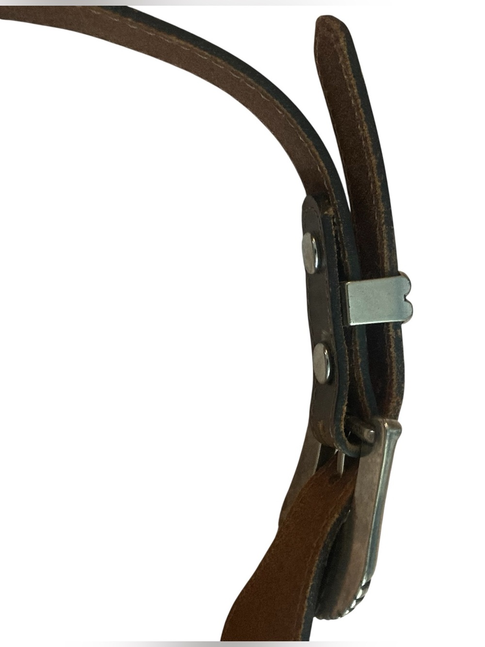 Western Double Buckle Brown Leather Waist Belt with Heart Concho - Picture 6 of 11